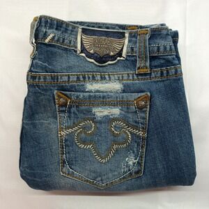 ReRock for Express Jeans Womens 12R Blue Denim Stretch Distressed Bootcut Leg